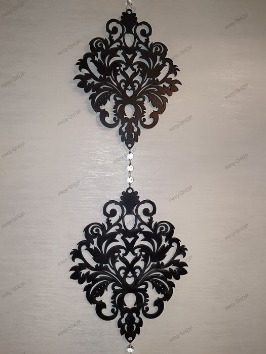 Podwójna czarna girlanda z kryształkami i chwostem