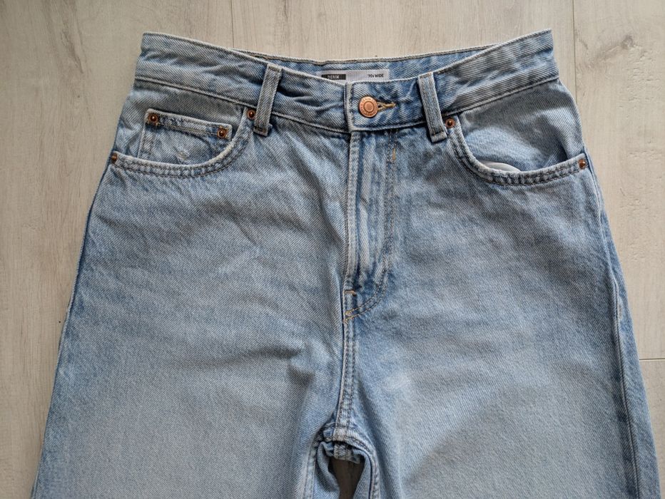 Jeansy wide leg Bershka Denim * niebieskie * 34