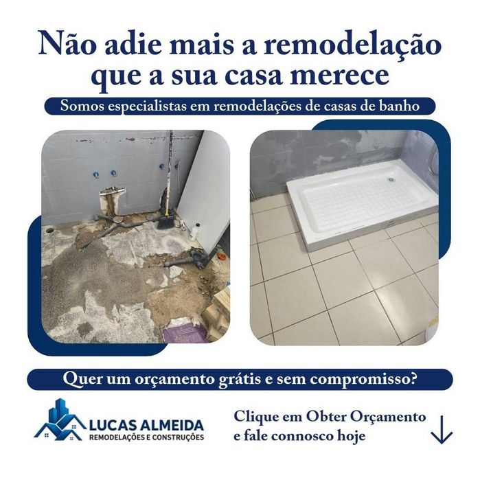 Orçamento GRÁTIS Remodelação Casa de Banho Setúbal