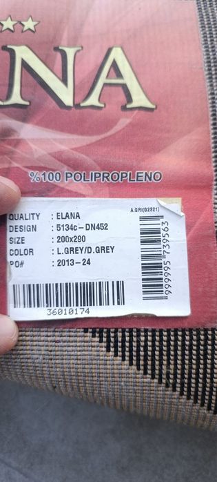 Carpete para sala 200x290 cm – Tons de Cinzento e vermelho