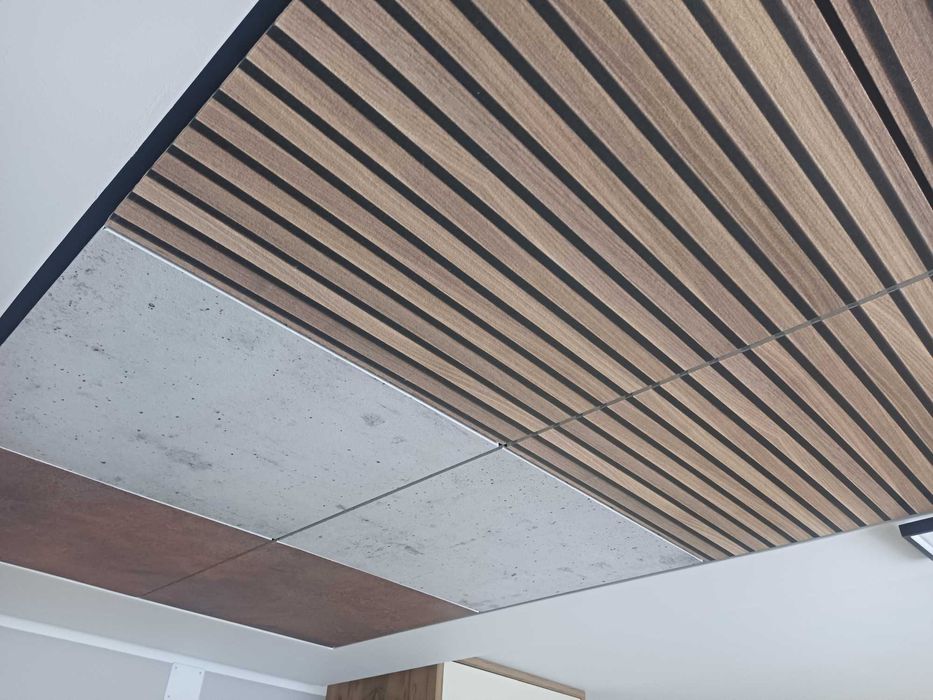 Sufit podwieszany kasetonowy modułowy z grafiką - beton M - i inne