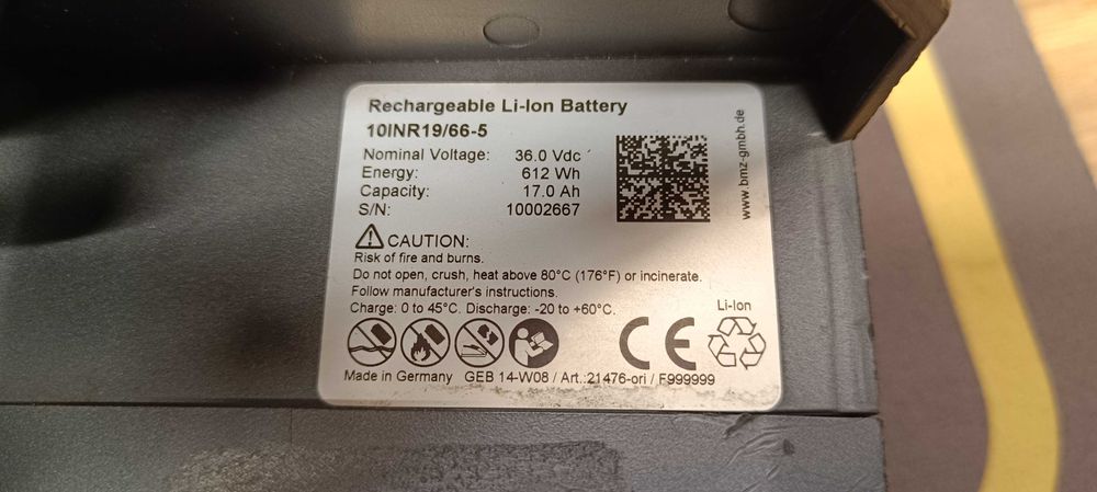 Батарея - з електровелосипеда Bulls Green Mover 36v- 17Ah