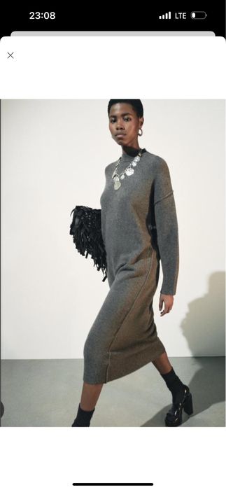 Тепла сіра базова сукня плаття zara s m l, мілі