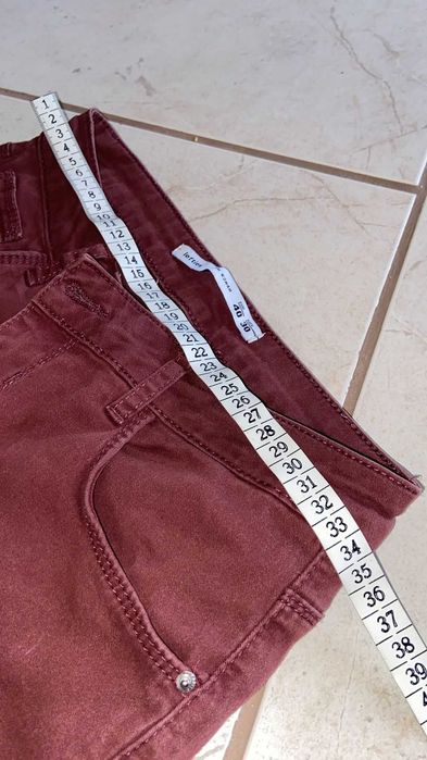 Lefties Women's Denim Pants in Burgundy