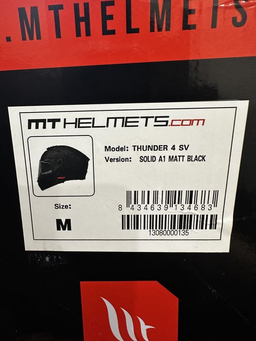 Мотошолом MT THUNDER 4 SV MATT BLACK M