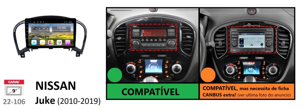 (NOVO) Rádio 2DIN 9" • NISSAN Juke (2010 até 2019) • Android [4+32GB]