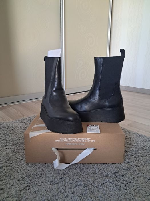 Сапоги,ботинки Zara 37 размер. Кожаные