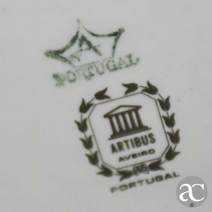 Par de potes hexagonais com tampa porcelana Artibus, decoração bambu