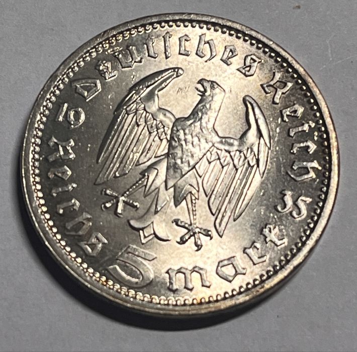 Srebrna moneta 5 marek 1935 – Hindenburg – Srebro 900 – Mennica A