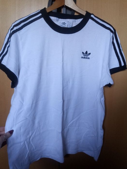 Koszulka bluzka adidas biała 3-stripes 3 paski S/M
