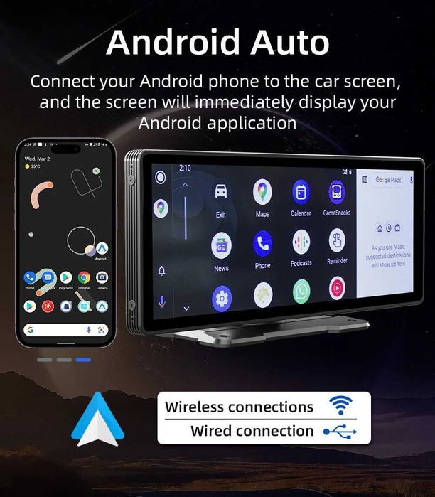 Магнітола | мультімедійна система в авто з бездротовим [CarPlay] та [AndroidAuto] | сенсорний 10.26 дюймів IPS 1600*600p HD  + камера заднього огляду