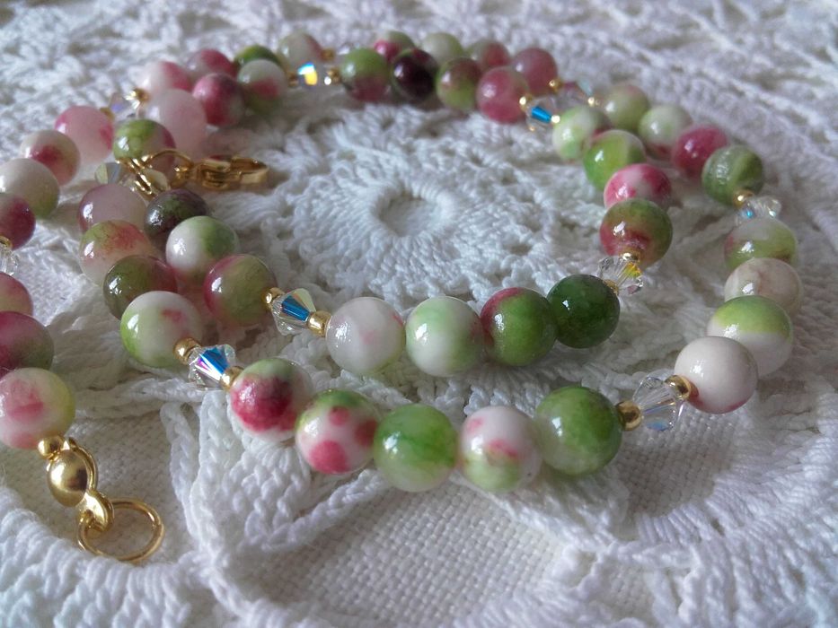 Naszyjnik jadeit kryształy swarovski