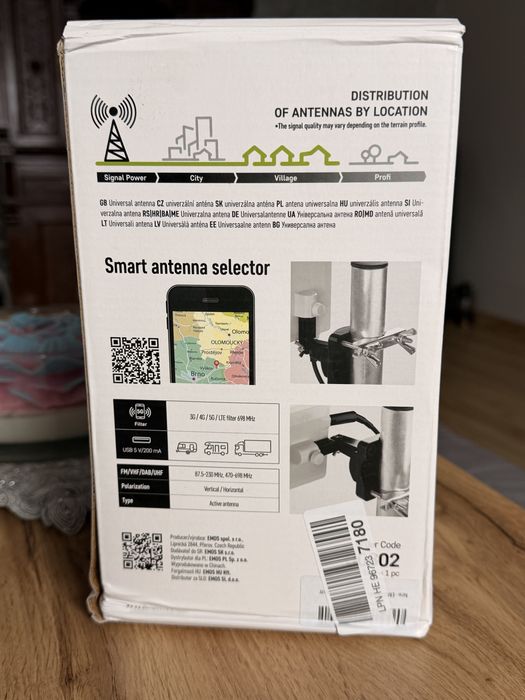 Antena zewnetrzna EMOS CAMP V400 DVB T2 FM DAB 5G filtr