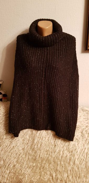 Кофта пончо С-Л с молниями Франция джемпер пуловер толстовка кардиган