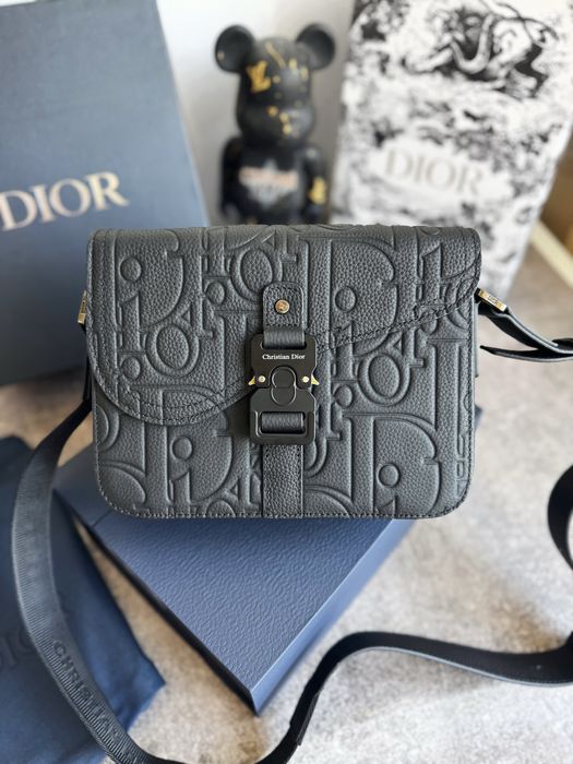 Сумка чоловіча чорна Christian Dior Saddle натуральна шкіра диор