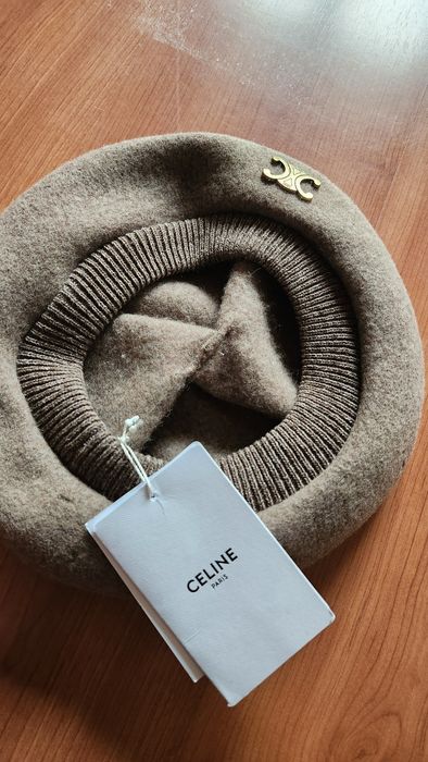 Celine beret czapka kapelusz mocca welna