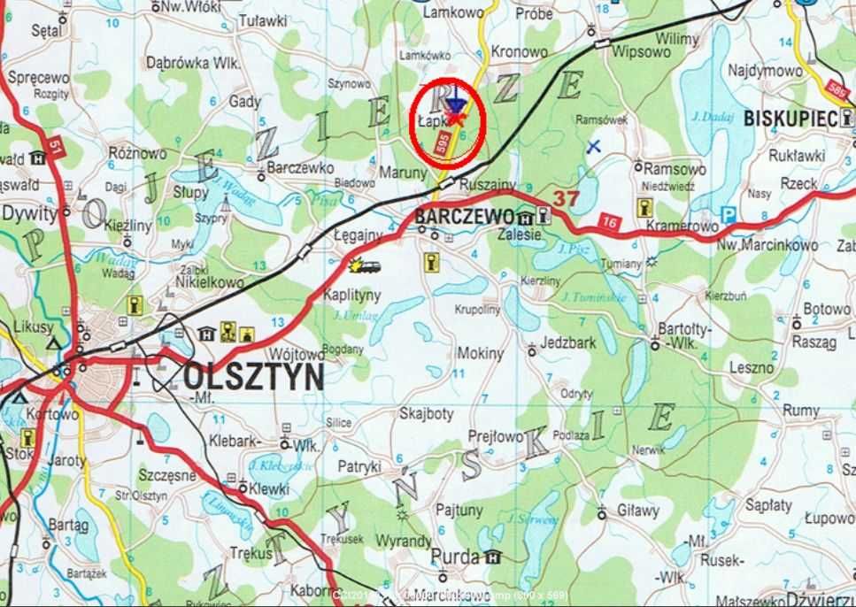 Działka bud. uzbrojona z WZ w -Łapka k/ Barczewo