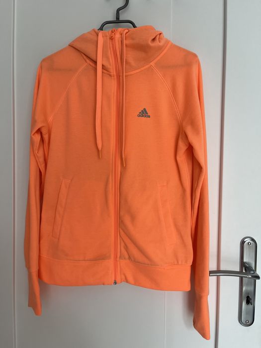 rozpinana neonowa pomarańczowa bluza z kapturem Adidas XS