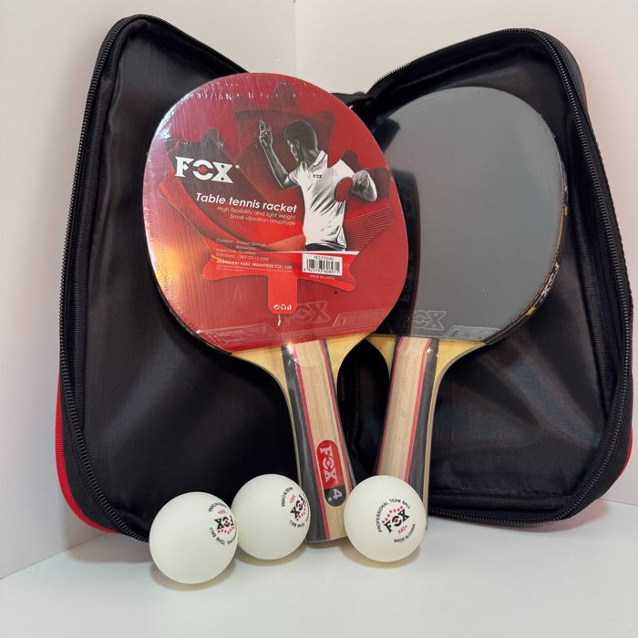Набір для настільного тенісу пінг понгу FOX 2 ракетки 3 м’ячі та чохол