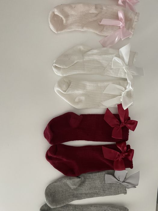 Skarpetki podkolanówki dziewczęce z kokardkami 9/12 miesięcy