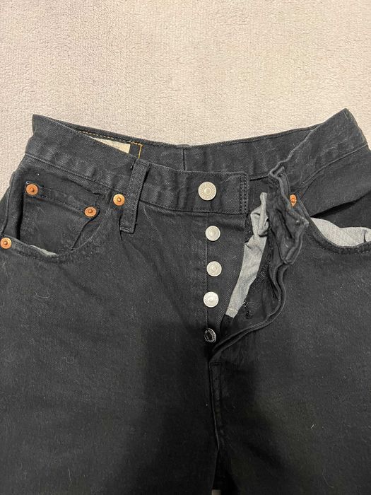 Джинси чорні levi's levis 501 high rise straight leg crop jeans