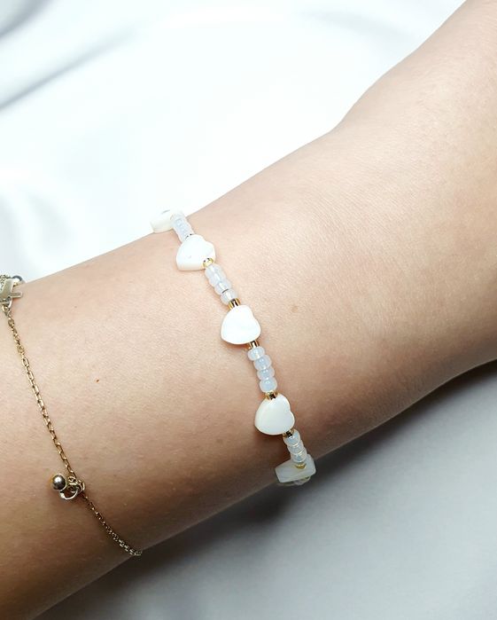 Bransoletka różaniec z masy perlowej