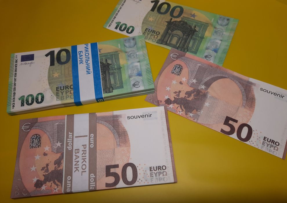 Сувенирные деньги 50 евро, 100 евро, 500 евро, 200 евро