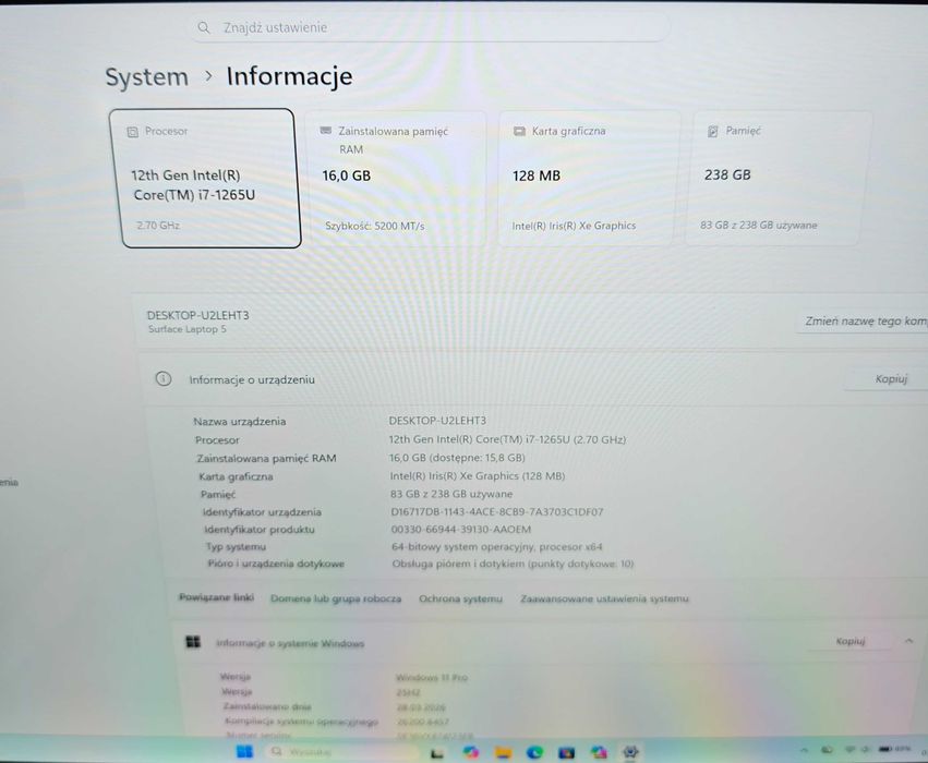 Laptop Microsoft Surface Laptop 5 i7 1265u, Intel IrisXE, 16GB, 256GB