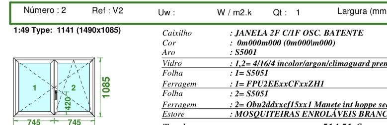 Janela em PVC vidro duplo e rede mosquiteira.