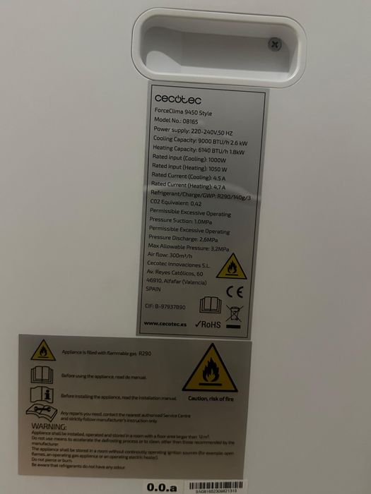 Ar condicionado portatil Cecotec 9450