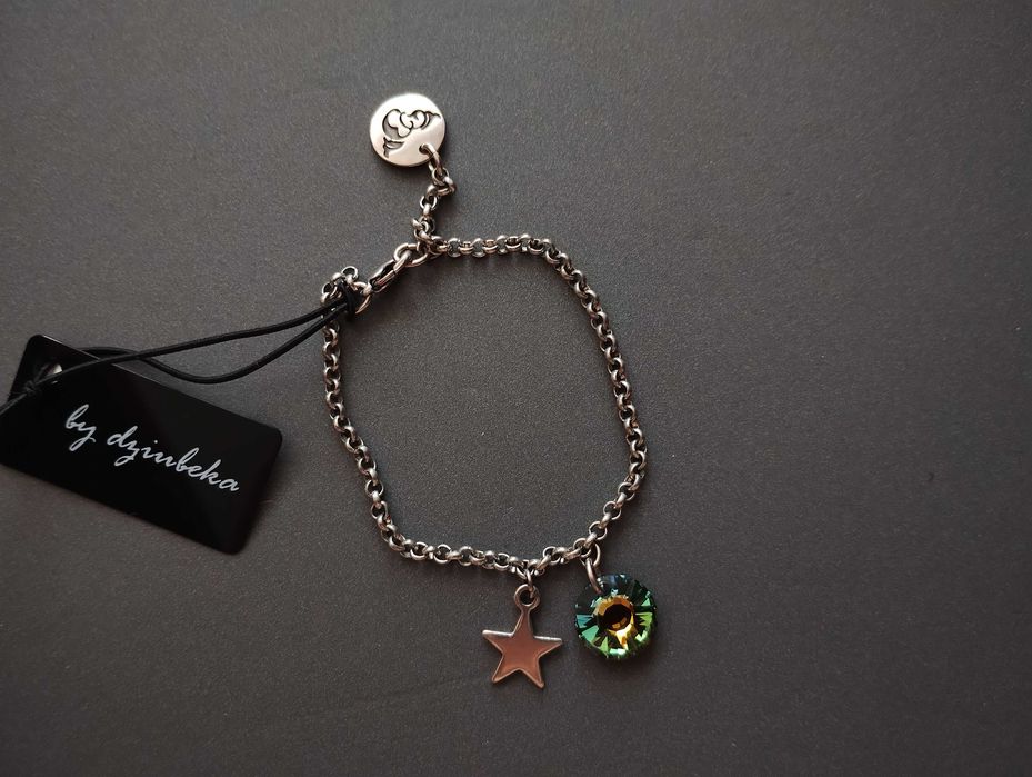 Bransoletka By Dziubeka srebrna z gwiazdą i kryształem Swarovski