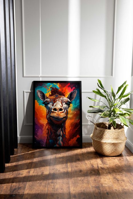 Plakat na Ścianę Obraz ElliveX Żyrafa Abstrakcja Żywe Kolory 50x70 cm