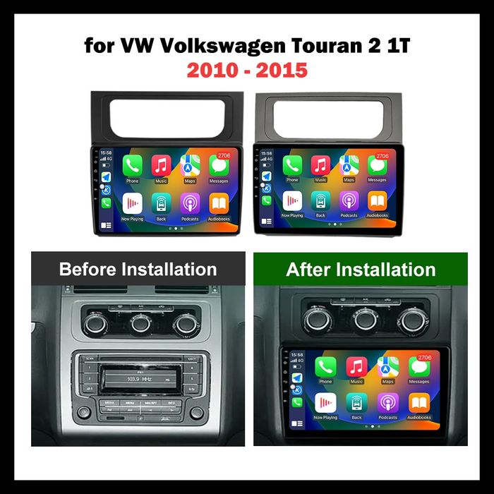 Магнітола для Volkswagen Touran 2, Android під камеру заднього виду