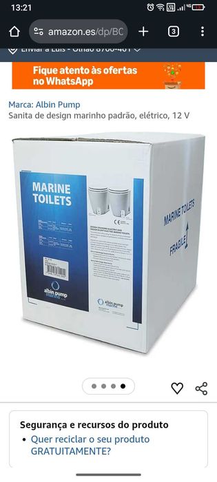 Sanita 12 v com bomba trituradora para barcos e caravanas