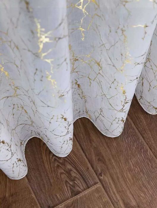 Тюль батист під льон з малюнком Geometria золото або срібло, на відріз