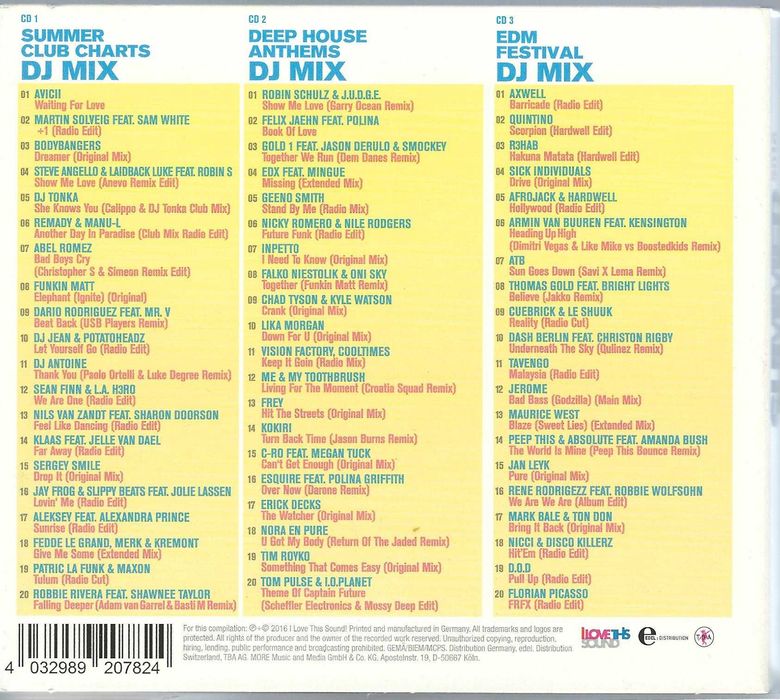 3 CD - Summer Club Charts 2016 (2016) (More Music And Media) Digipak