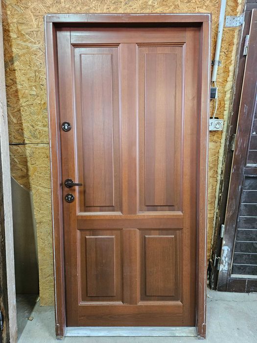 DRZWI Zewnętrzne Drewniane Sosnowe Wejściowe Pełne 100x207cm