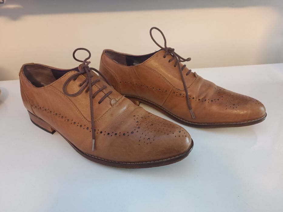Gucinari Eleganckie Brązowe Skórzane Półbuty Męskie  BDB+ 41