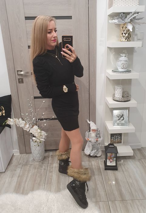 Sukienka bufka czarna OS0098