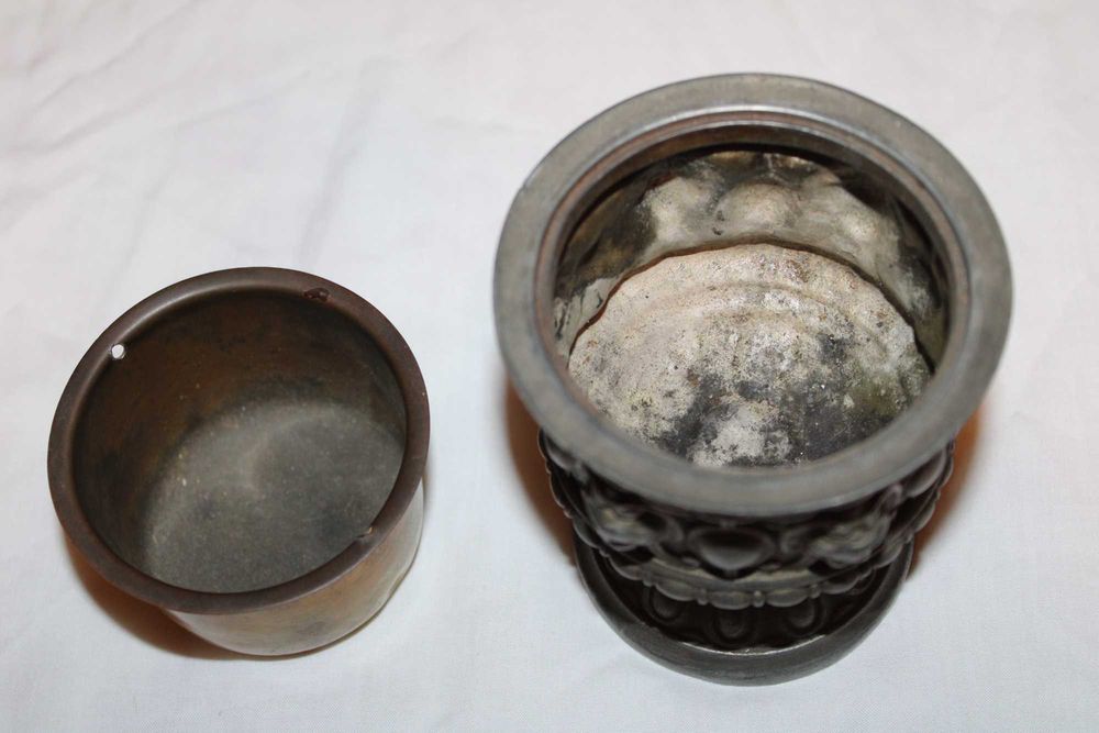 Taça de cerimónia Igreja, em estanho e copo interior bronze, secXVlll
