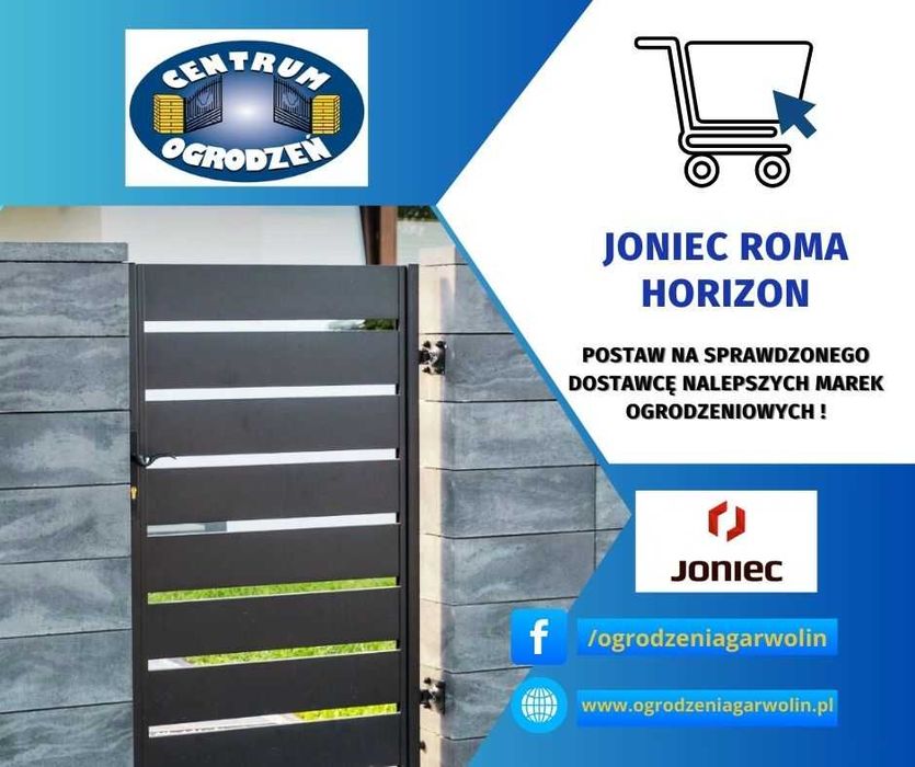 Joniec ROMA Horizon, bloczek, daszek, ogrodzenie modułowe, transport
