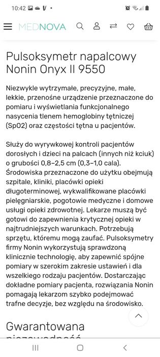 Pulsoksymetr. NONIN OKSYN II
