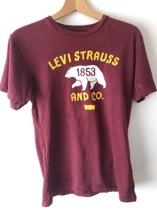 Levi Strauss & Co T-shirt bordowy, nadruk 1853, oryginalny