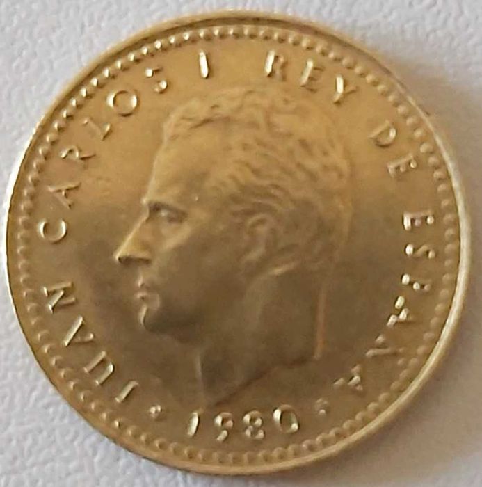 1 Peseta de 1980 com *80* na estrela, Espanha.82