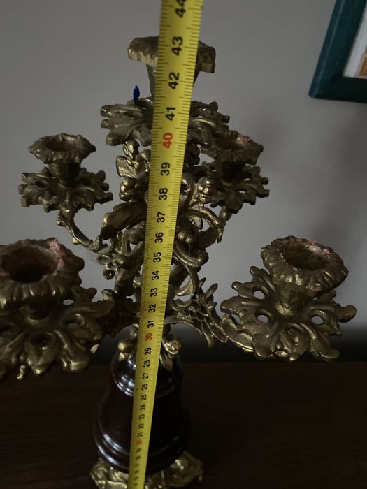 Piękny stary świecznik pięcioramienny