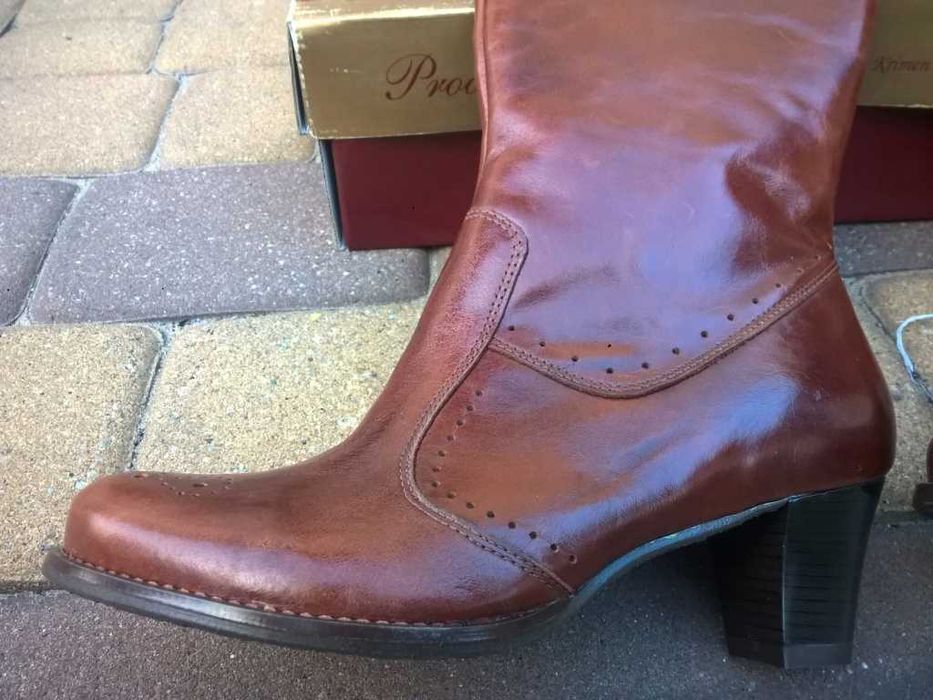 NOWE Buty-Kozaki KOWBOJKI Damskie36 Skóra100% BRĄZ-połysk I-Klasa Gw6m