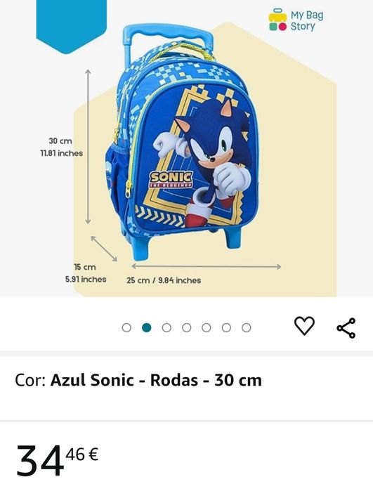 Mochila Sonic 30cm