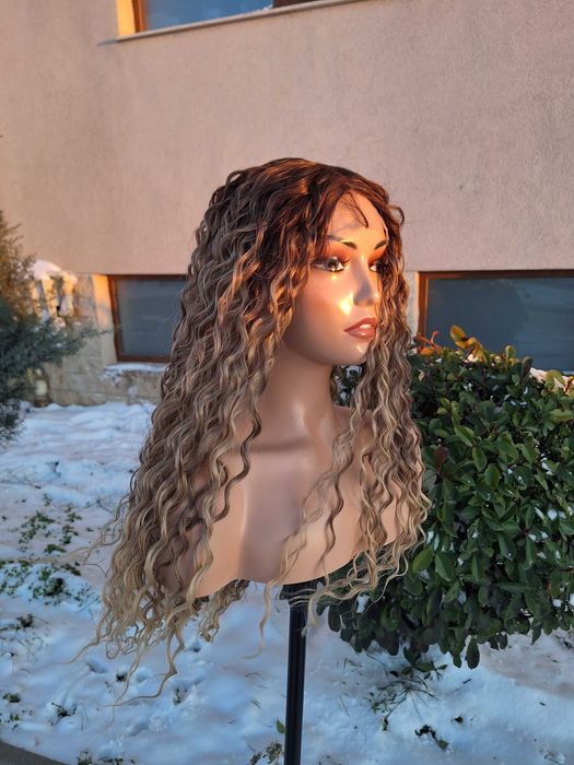 Długa Kręcona Peruka Ombre Z Koronką Z Przodu Lace Front Wig