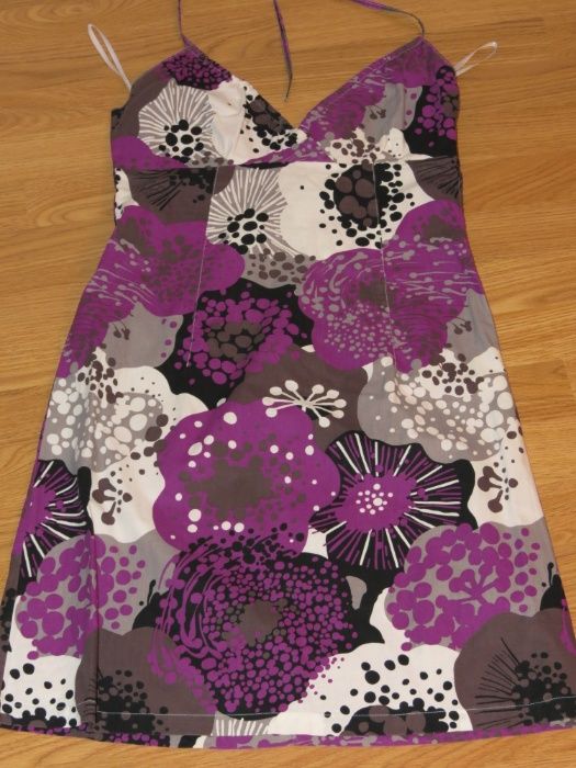 Vestido verão estampado "H&M" c/ alça pescoço - Tam. M