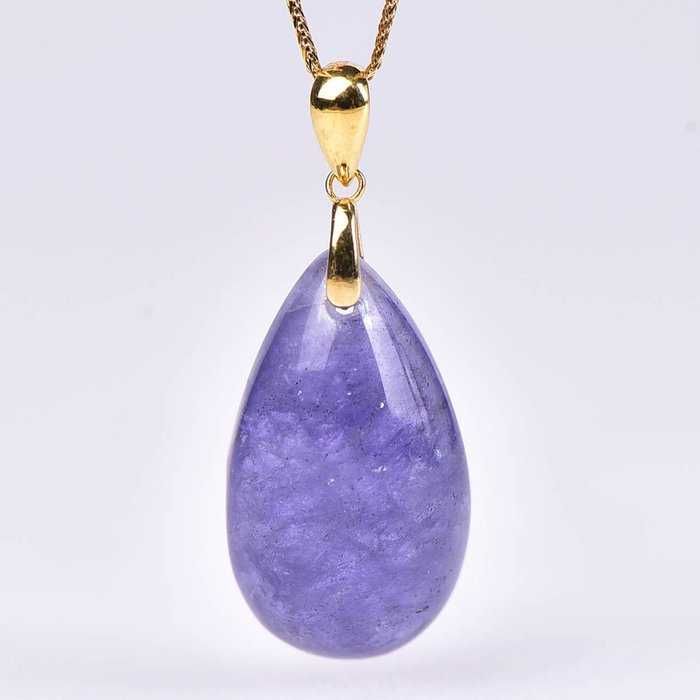 Colar com pingente - 18 K Ouro amarelo Tanzanita - Certificado ALGT